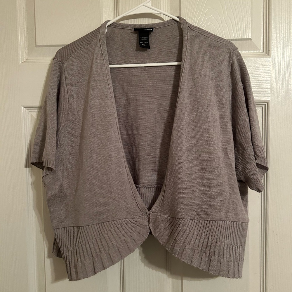 Lane Bryant Gray Cropped Short Sleeve Cardigan Sweater Size 26/28
